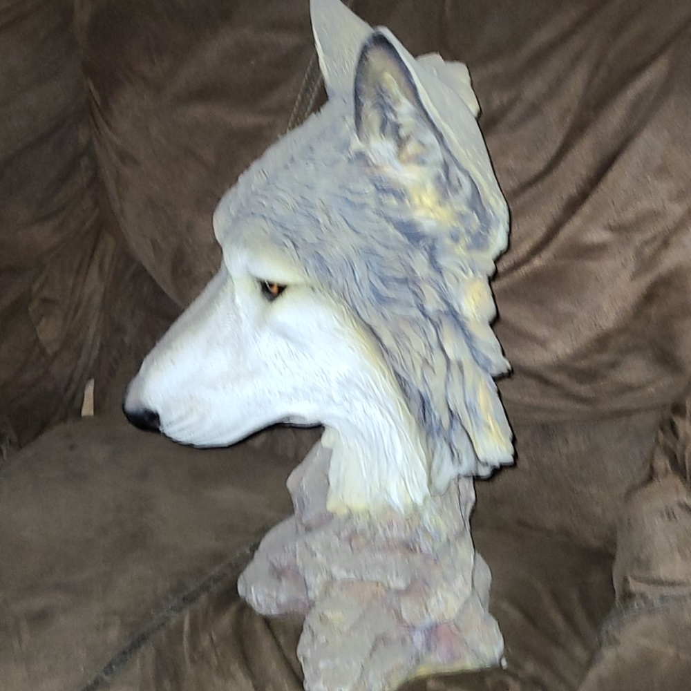 Wolf head statue